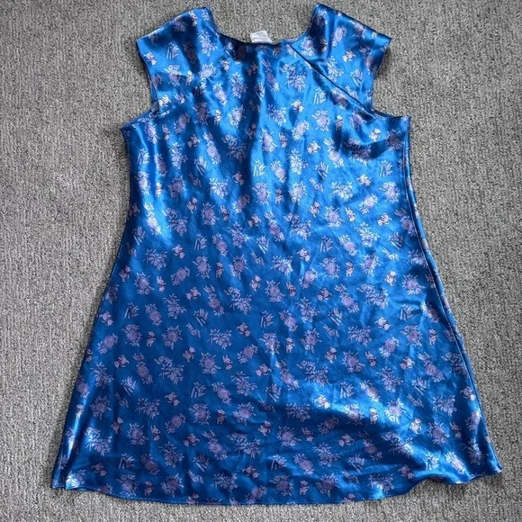 Vintage Disney Store Blue Winnie The Pooh Satin PJ Slip Dress‎ Large - Picture 5 of 9